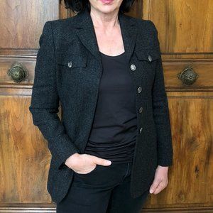 AKRIS Cashmere Heathered Grey Blazer Jacket Size M